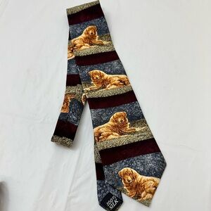 Endangered Species Golden Retriever Dog 100%‎ Silk Necktie Novelty